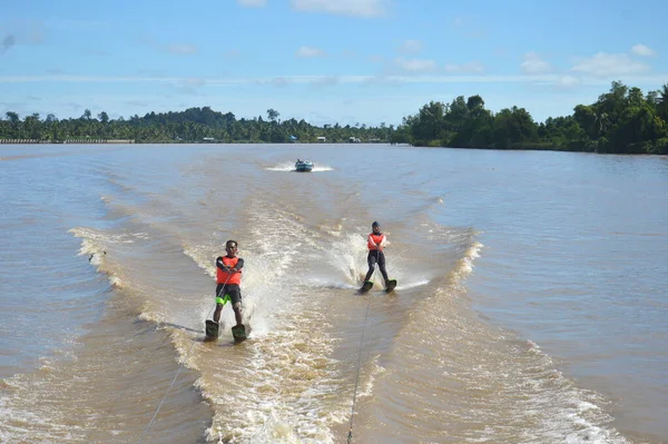 Tarakan Tanjung Selor Indonesia April 2017 Breaking Muri Water Skiing — Stock Photo, Image