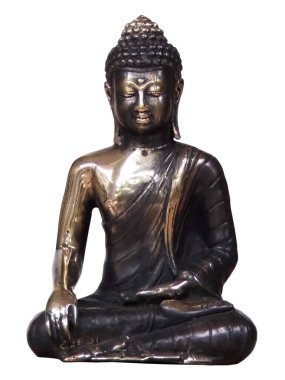 Beyaz arka planda Buda heykeli, Buda 'nın temsilcisi.