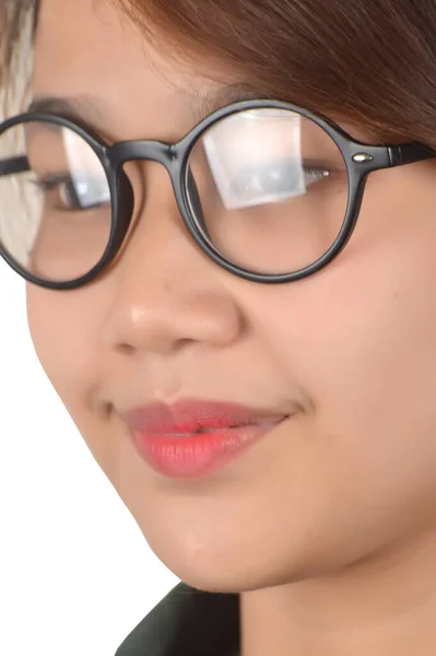 Närbild Porträtt Ung Asiatisk Vacker Kvinna Ansikte — Stockfoto