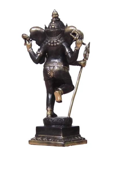 Statua Hinduistycznego Boga Ganesha Izolowane Białym Tle Selektywne Skupienie — Zdjęcie stockowe