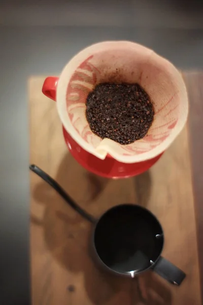 Μέθοδος Παρασκευής Ροφήματος Καφέ Την Τεχνική V60 Καφές Φιλτράρεται Ειδικό — Φωτογραφία Αρχείου