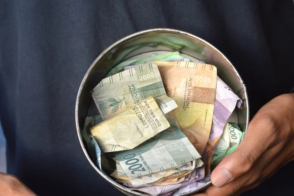 Uang Kertas Indonesia Dalam Bentuk Bulat Bisa — Stok Foto