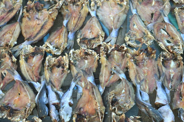 Patterns Dried Salted Fish Being Dried Sun — Stock Photo, Image