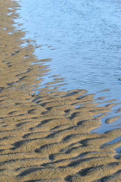 Textura Padrão Superfície Areia Praia Maré Baixa — Fotografia de Stock