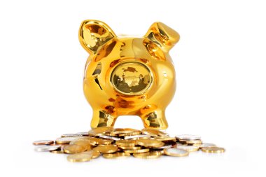 Kumbara beyaz bitti izole.