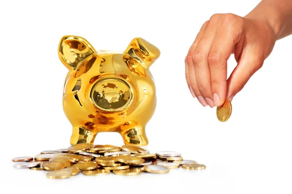 Piggy bank isolated over white. — Stock Photo, Image