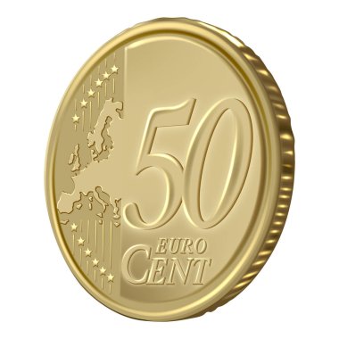 Beyaz üzerinden 50 euro sent izole edilmiş.