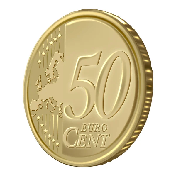 Eurocent Geïsoleerd Boven Wit — Stockvector