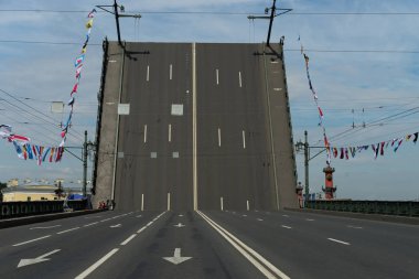 Saint-Petersburg Rusya açık köprü gündüz sırasında