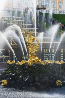 Orta çeşme Samson ünlü parkta Peterhof
