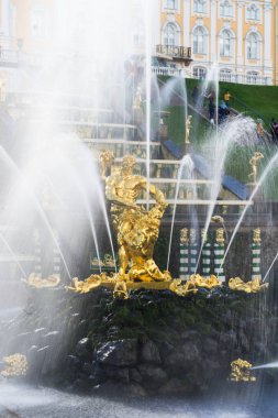 Orta çeşme Samson ünlü parkta Peterhof