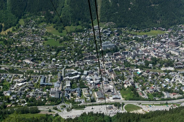 Vista Aerea Sulla Città Chamonix Dalla Funivia Francia — Foto Stock