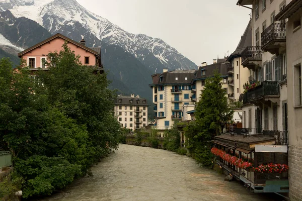 Die Stadtansicht Chamonix Frankreich Stockbild