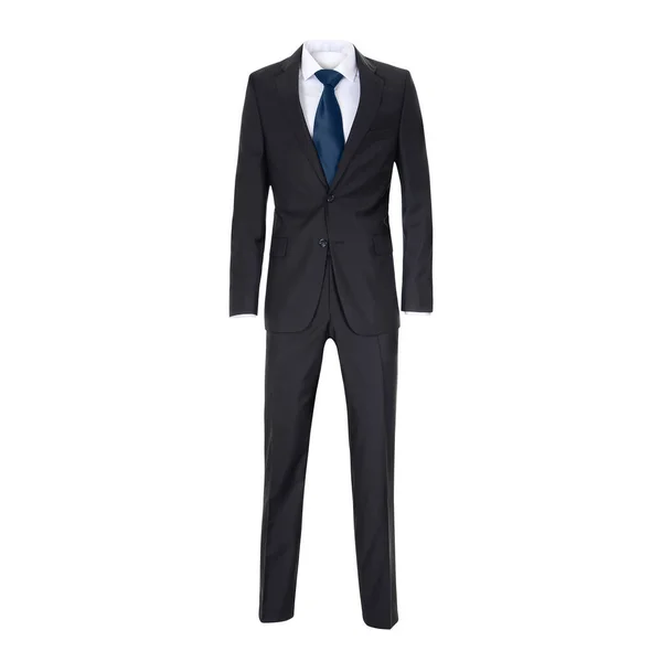 Beyaz arka planda izole edilmiş siyah takım elbiseli bir hayalet teknisyen tarafından çekilmiş.