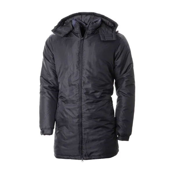 Uzun Siyah Kış Ceketi Beyazda İzole Edildi