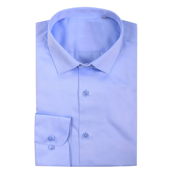 Camisa Dobrada Azul Masculina Com Gola — Fotografia de Stock