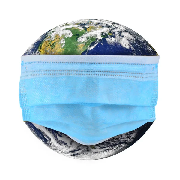 Planeten Jorden Med Kirurgmask Delar Denna Bild Tillhandahölls Nasa — Stockfoto