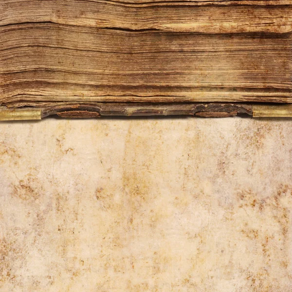 Деталь Дуже Старої Книги Гранжевому Фоні Сепії — стокове фото