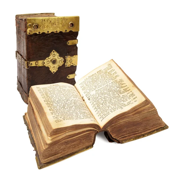Φωτογραφία Από Ένα Πολύ Παλιό Βιβλίο Διακοσμημένο Χρυσό Λεπτομέρεια Σκούπα Εικόνα Αρχείου
