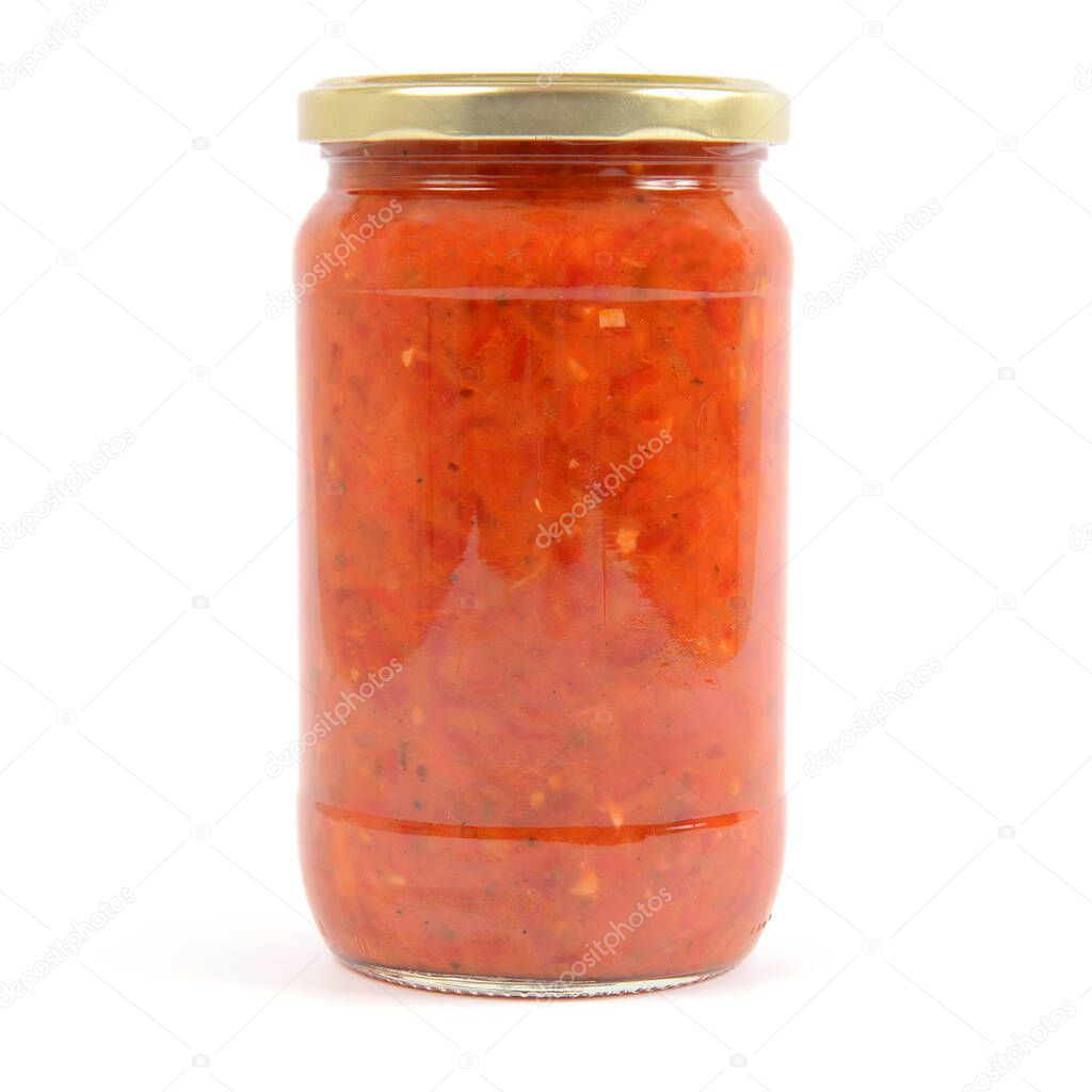 Roasted red peppers cooked and made into sauce called Ajvar. Authentic product of Serbia.