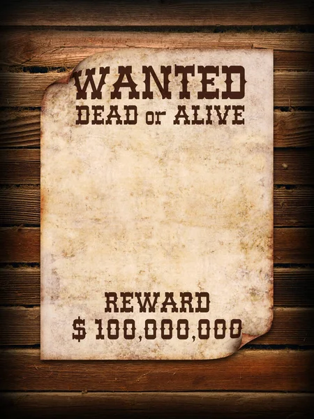 Plakát Hledaný Mrtvý Nebo Živý Dřevěné Stěně — Stock fotografie