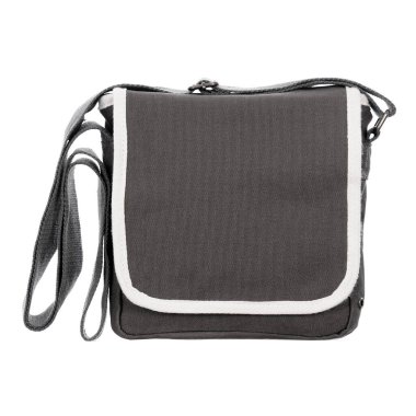 Gri çanta beyaz arkaplanda izole edildi