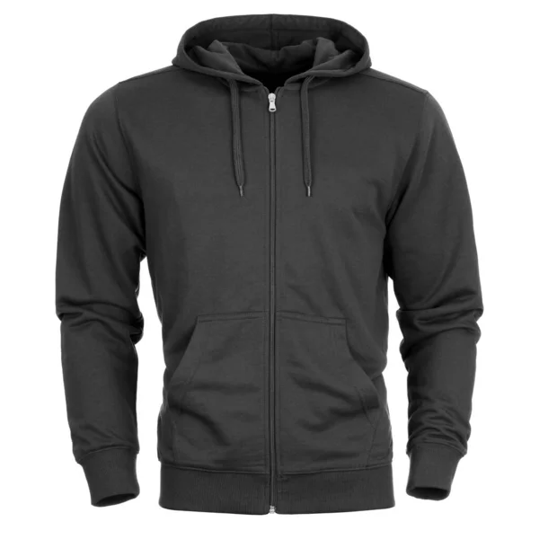 Siyah erkek kazağı beyaz arkaplanda izole.