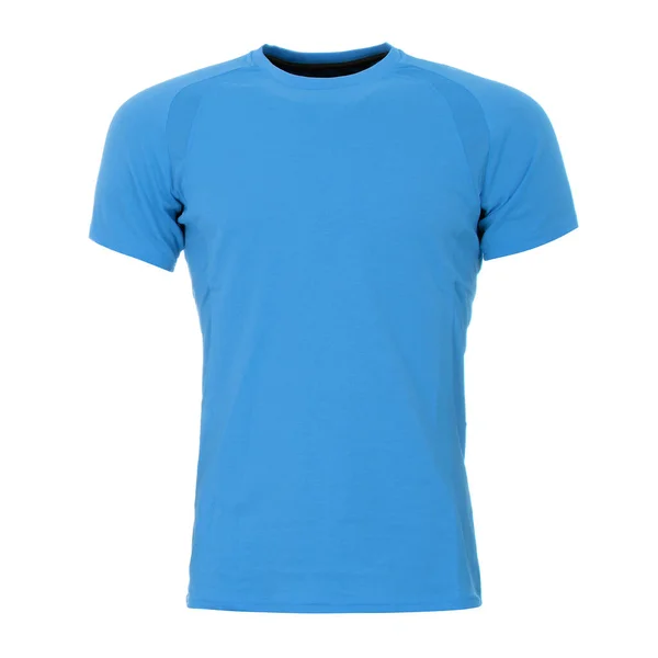 Camiseta Masculina Azul Isolada Sobre Fundo Branco — Fotografia de Stock