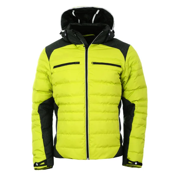 Beyaz arkaplanda yeşil kış ceketi