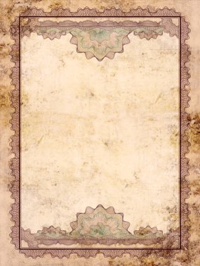 Guilloche kenarlıklı Grunge sertifikası arka planı