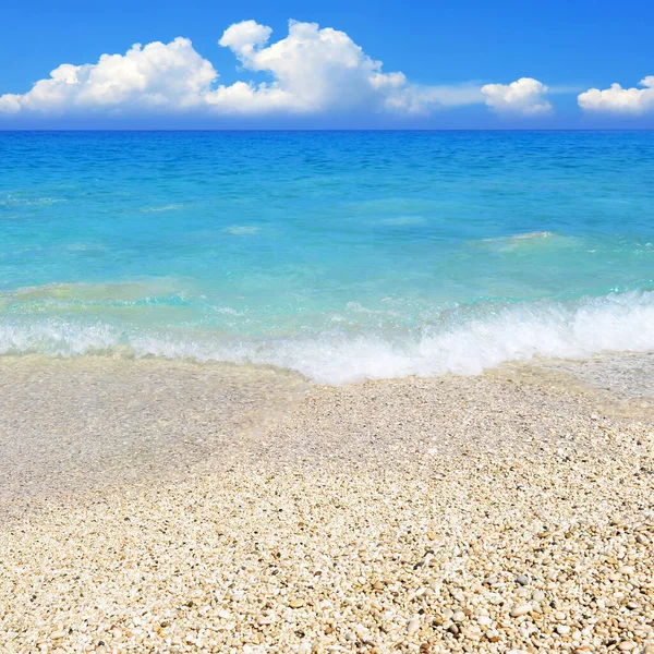 Moře Písek Pláži Řecku — Stock fotografie