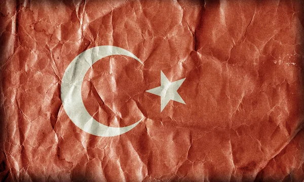 Turkije Vlag Papier Grunge Achtergrond — Stockfoto