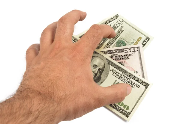Ένα Χέρι Άρπαξε Δολάρια Στο Ανάχωμα Φωτογραφία Αρχείου
