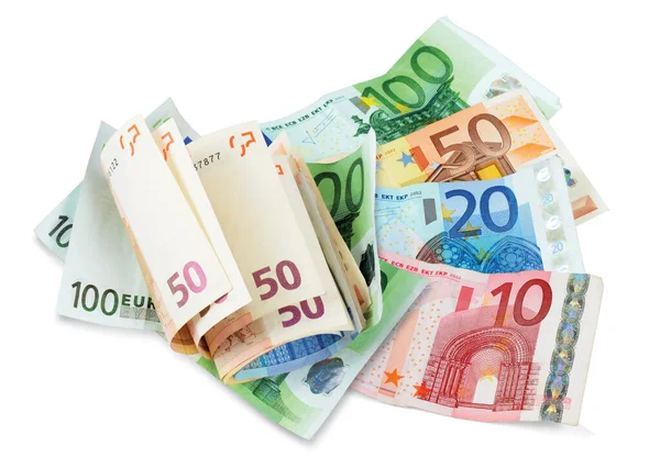 Євро Гроші Ізольовані Білому Фоні — стокове фото