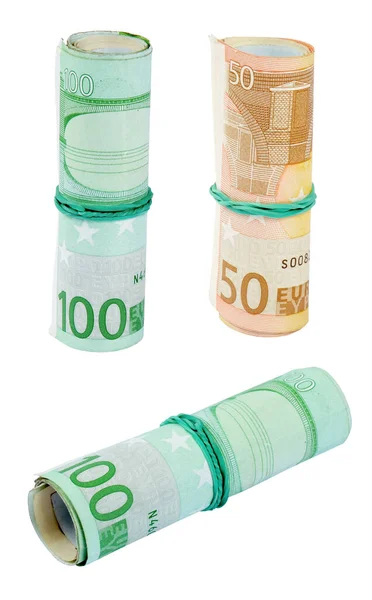 Euro Dinero Rollo Aislado Sobre Fondo Blanco — Foto de Stock