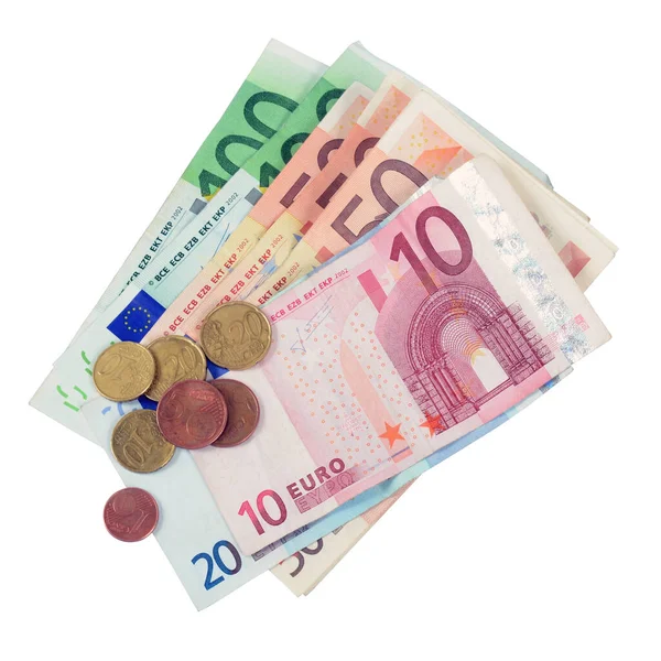 白い背景上に分離されてユーロのお金 — ストック写真
