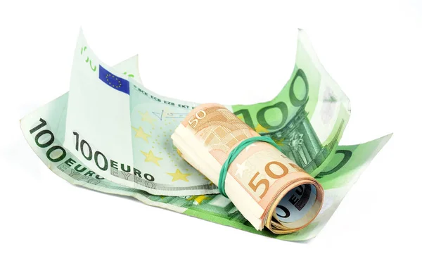Євро Гроші Ізольовані Білому Фоні — стокове фото