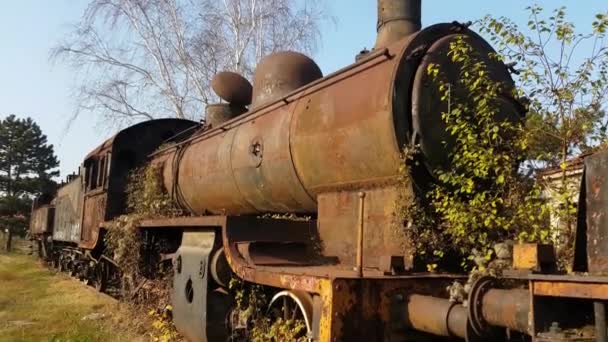 Old train locomotive — Stock Video