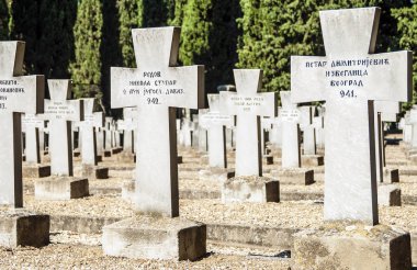 Thessaloniki, Yunanistan - Temmuz, 12.2016: Birinci Dünya Savaşı askeri mezarlıktan