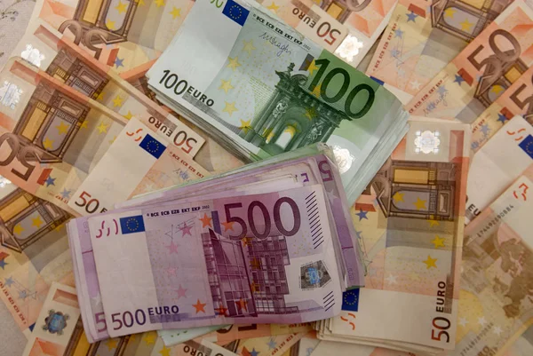 Antecedentes das notas de euro Fotografia De Stock