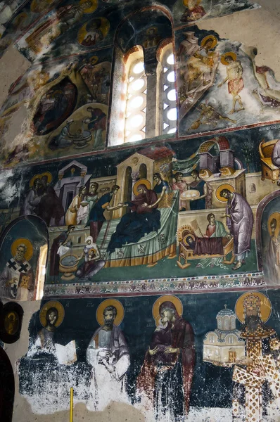 セルビア正教会の修道院ストゥデニツァ ストゥデニツァ修道院 セルビアのフレスコ画 ストック画像
