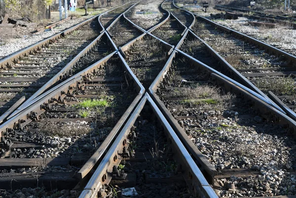 写真の背景として鉄道線 — ストック写真