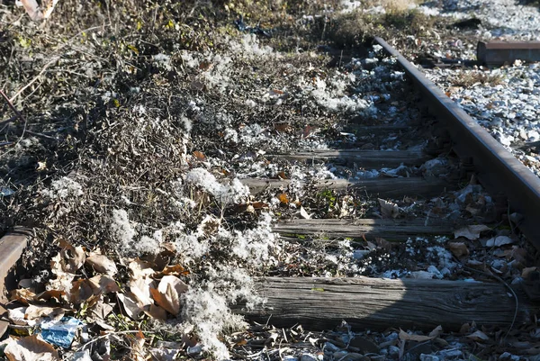 Fotografiert Die Eisenbahnlinien Als Hintergrund — Stockfoto