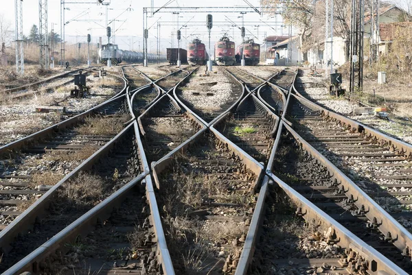 Fotografa Linhas Ferroviárias Como Fundo — Fotografia de Stock