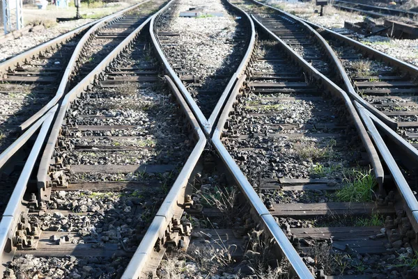 Fotografiert Die Eisenbahnlinien Als Hintergrund — Stockfoto