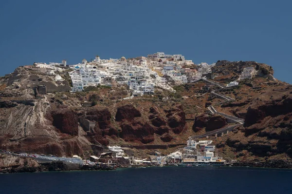Oia Stadt Vom Meer Insel Santorini Griechenland — Stockfoto