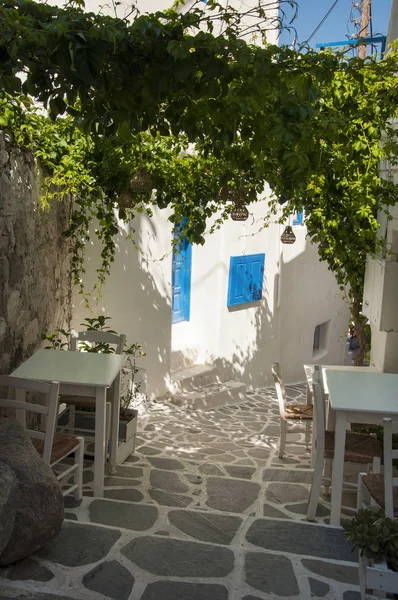 Venkovní Část Taverna Ulicích Města Naxos Ostrov Naxos Řecku — Stock fotografie