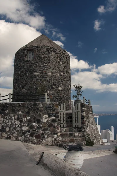 Imerovigli Town Santorini Island Greece 2017 Windmill Accommodation Imerovigli Town — Stock Photo, Image