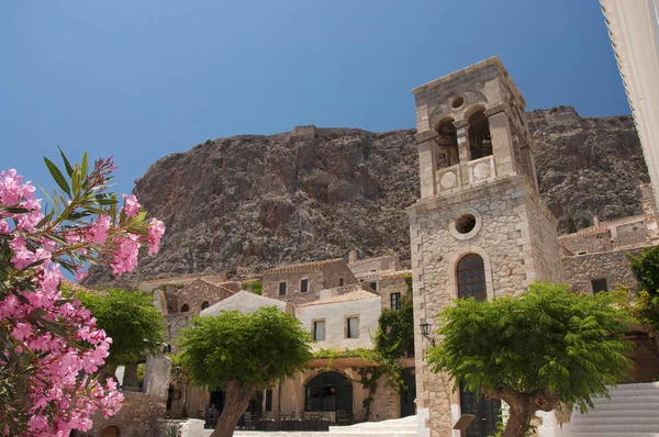 Small Plateau Hidden Town Monemvasia Medieval Time Placed Rock Peninsula — Stock Photo, Image