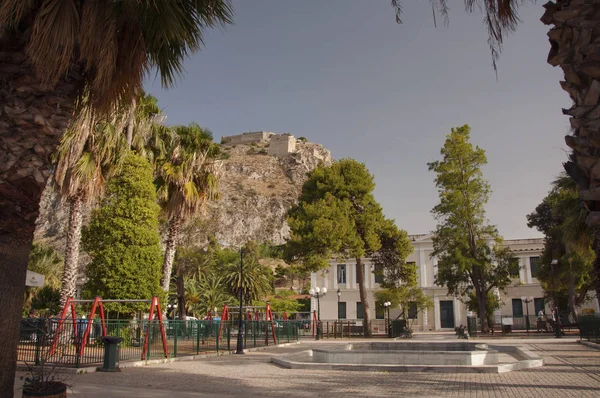 Altopiano Vicino Parco Vista Sul Castello Palamidi Nella Città Nafplio — Foto Stock